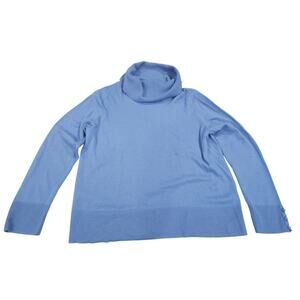 Talbots Blue 100% Merino Wool Turtleneck Sweater XL Quiet Luxury Classic